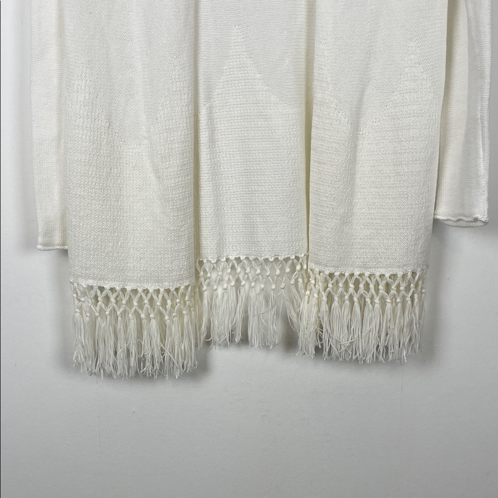 Lilly Pulitzer Tatum Long Sleeve White Women's XS Cardigan Sweater with Fringe - Picture 3 of 9